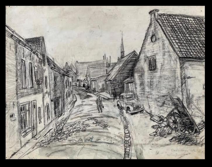 Oude Tonge, tekening 30-40 Wim Bouwsema uit 1961 Gron.Ploeg., Antiek en Kunst, Kunst | Overige Kunst, Ophalen of Verzenden