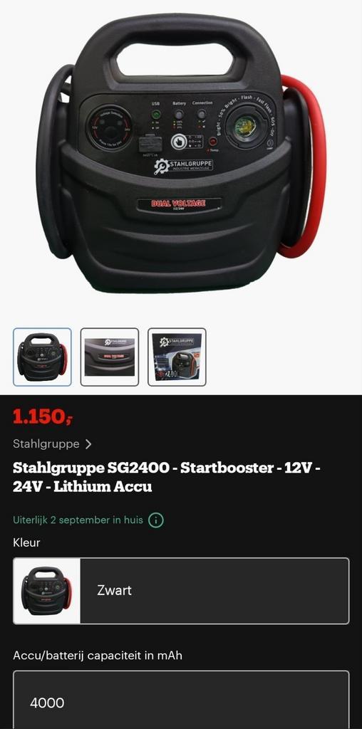 Stahlgruppe SG2400 - Startbooster - 12V - 24V - Lithium Accu, Auto diversen, Jumpstarters, Nieuw, Ophalen