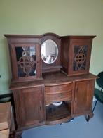 Oude eiken buffetkast / commodekast, Antiek, Glas, Gebruikt, Ophalen of Verzenden