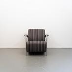 2x Leolux Scylla Fauteuil Laag Bruin/Wit/Zwart Stof - Streep, Huis en Inrichting, Fauteuils, Niet ingevuld, Metaal, Niet ingevuld