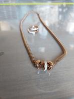 Rose kleurige ketting met bijpassende oorbellen zgan, Ophalen of Verzenden, Zo goed als nieuw, Overige kleuren, Verstelbaar