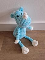 Knuffel neushoorn blauw rib blauw licht blauw corduroy K7707, Kinderen en Baby's, Speelgoed | Knuffels en Pluche, Ophalen of Verzenden