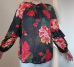 Oversized blouse rozen print bloemen M L ruches zgan, Kleding | Dames, Blouses en Tunieken, Verzenden, Zo goed als nieuw, Maat 38/40 (M)