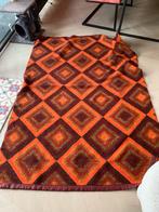 Vintage wollen deken retro oranje bruin, Huis en Inrichting, Ophalen of Verzenden, Gebruikt