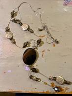 Vintage kristallen halfedelstenen ketting zilverkleur bedels, Sieraden, Tassen en Uiterlijk, Kettingen, Overige materialen, Ophalen of Verzenden