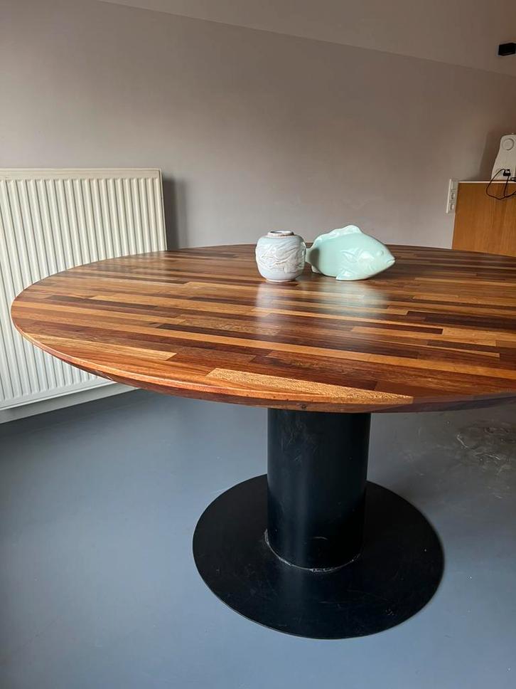 Ronde houten tafel design/vintage, Huis en Inrichting, Tafels | Statafels, Gebruikt, Ophalen of Verzenden
