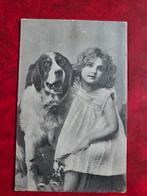 Oude Ansichtkaart Meisje met Sint Bernard Hond Amsterdam, Ophalen of Verzenden