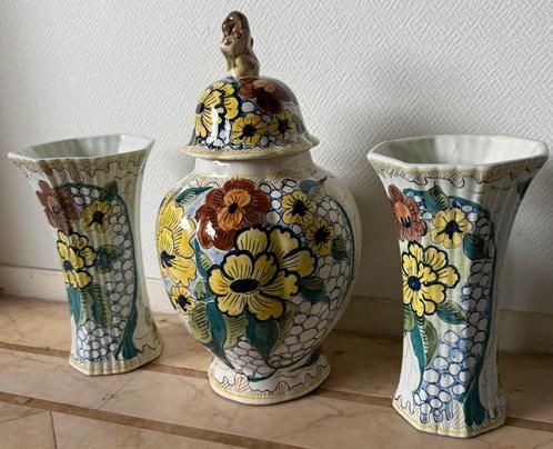 Gouda Holland Plateel Vazen Set, Antiek en Kunst, Antiek | Keramiek en Aardewerk, Ophalen of Verzenden