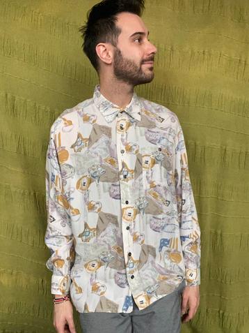 Vintage shirt / overhemd - 80s 90s - print L / Large beschikbaar voor biedingen