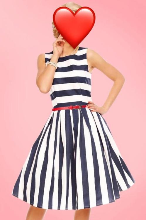 TOPVINTAGE DOLLY & DOTTY SWING DRESS JURK M / 38 / 10, Kleding | Dames, Jurken, Nieuw, Maat 38/40 (M), Blauw, Onder de knie, Ophalen of Verzenden