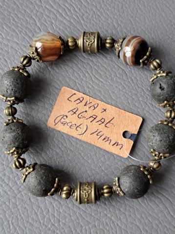785 edelsteen armband Lava met Agaat (facet) 14mm - 17.8cm beschikbaar voor biedingen