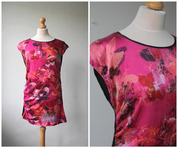 Marccain - prachtige top / zijde / roze zwart / maat 42 beschikbaar voor biedingen