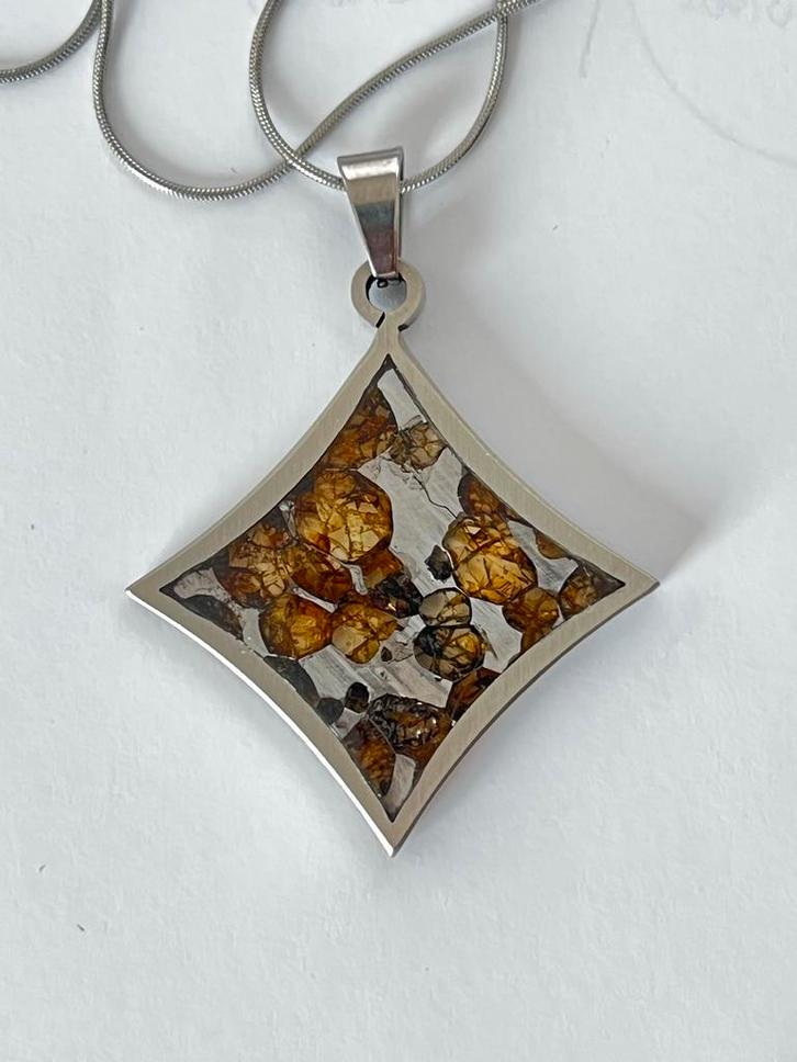 Meteoriet Sericho Hanger met Zilveren Ketting, Sieraden, Tassen en Uiterlijk, Kettingen, Nieuw, Overige materialen, Bruin, Met hanger