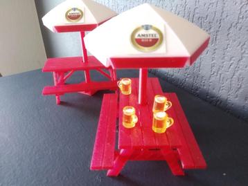 AMSTEL picknick tafel + Parasol + bierpullen + kratje beschikbaar voor biedingen