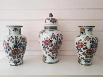 Set vazen Delft Polychroom Holland Handwerk (3 stuks) beschikbaar voor biedingen