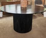 Zwarte mango eettafel met kolom voet nieuw, Ophalen, Rond, Nieuw, 50 tot 100 cm