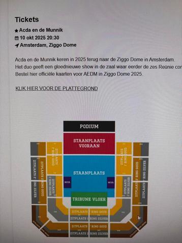 Acda en de Munnik ziggo dome 10 oktober beschikbaar voor biedingen