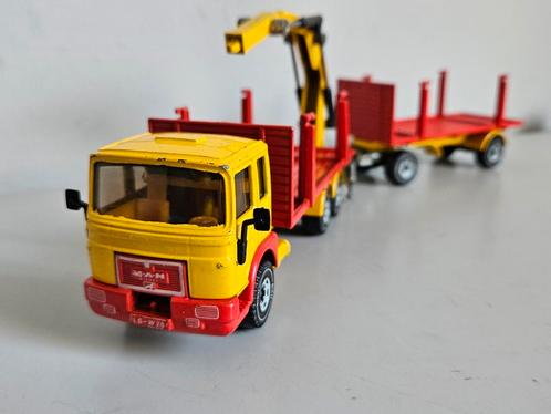 Siku 3715 MAN houttransport Combi geel met rood, Hobby en Vrije tijd, Modelauto's | 1:50, Gebruikt, Bus of Vrachtwagen, SIKU, Ophalen of Verzenden