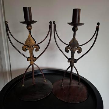 2 Koper/Zwart/Bruine Kaarsenstandaards - 40cm beschikbaar voor biedingen