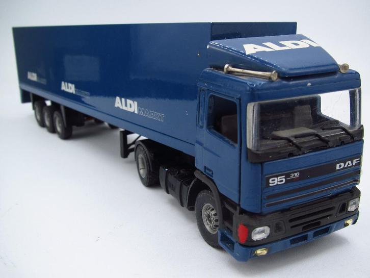 Tekno - DAF 95 Dagcabine '' Aldi Supermarkten '' 1:50, Hobby en Vrije tijd, Modelauto's | 1:50, Zo goed als nieuw, Bus of Vrachtwagen