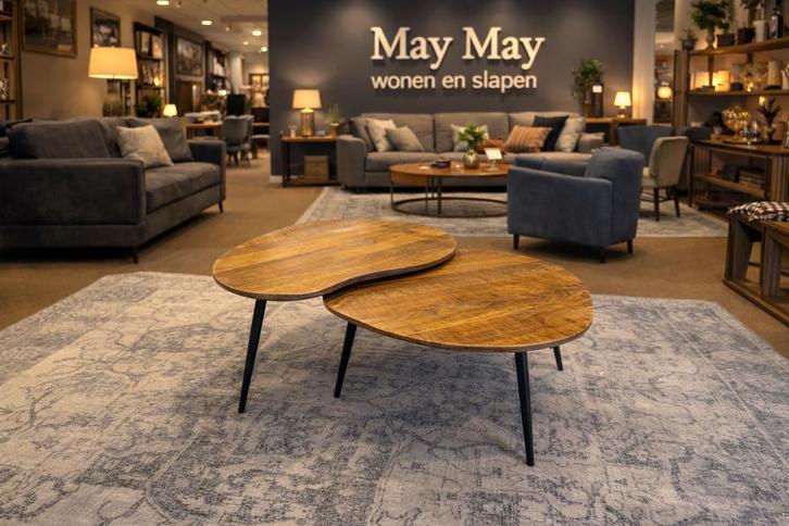 Salontafel Organisch Hamburg 2-Delig Direct leverbaar E-7317, Huis en Inrichting, Tafels | Salontafels, Nieuw, Minder dan 50 cm