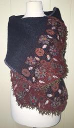 Vintage met bloemen handgeborduurde sjaal, gekookte wol, India, Verzenden, Zo goed als nieuw, Sjaal
