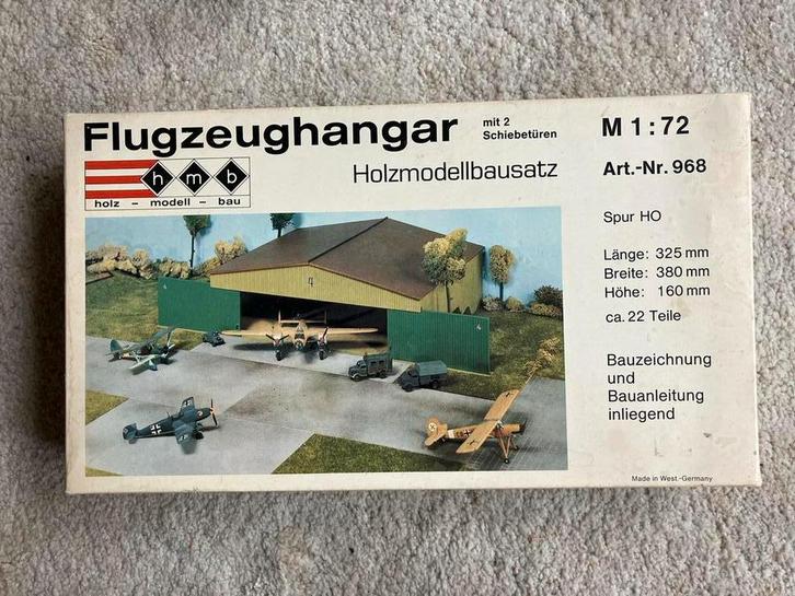 HMB Houten Vliegtuighangar Modelbouwdoos, Hobby en Vrije tijd, Modelbouw | Auto's en Voertuigen, Nieuw, Overige typen, 1:50 of kleiner