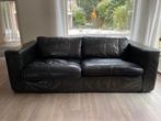 Twee Machalke banken, beide 3-zits anilineleer (zwart), Ophalen, Driepersoons, Zo goed als nieuw, Rechte bank
