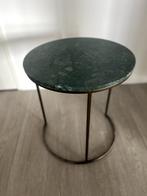 Ronde bijzettafel met blad in groen marmer, Minder dan 55 cm, Metaal of Aluminium, Rond, Zo goed als nieuw