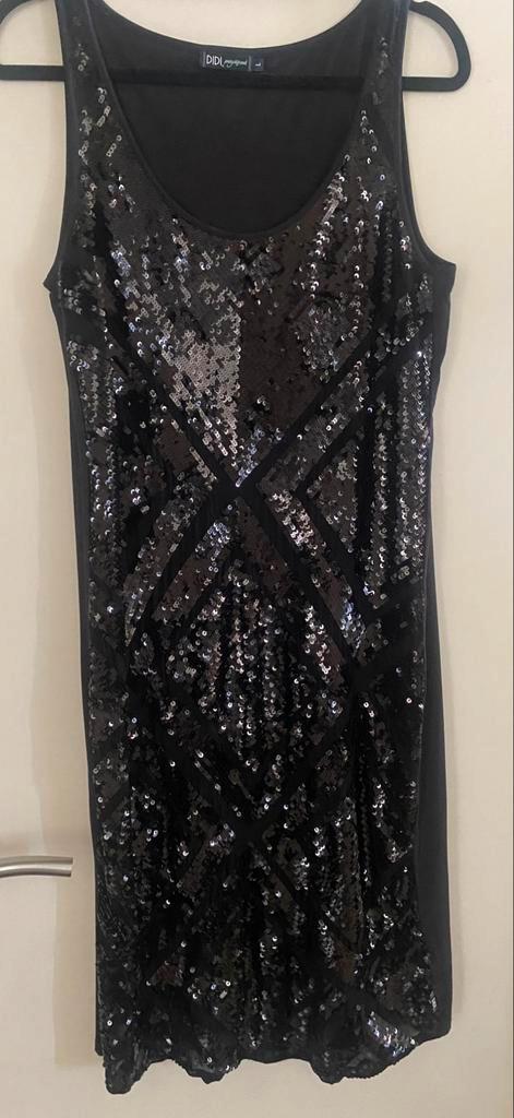 Didi jurk met pailletten, Kleding | Dames, Jurken, Zo goed als nieuw, Maat 42/44 (L), Zwart, Boven de knie, Ophalen of Verzenden