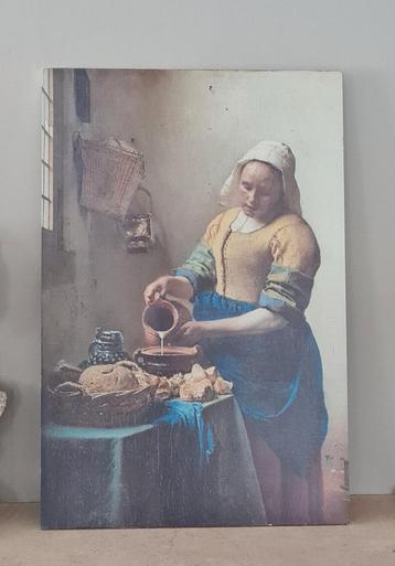 Afbeelding van het melkmeisje op hout 60×40 cm beschikbaar voor biedingen