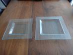 2x vierkant glazen schalen onderbord presenteerbord decorati, Huis en Inrichting, Keuken | Servies, Glas, Schaal of Schalen, Overige stijlen