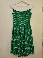 Dolly Dotty Jurk - Groen met Witte Stippen, Kleding | Dames, Jurken, Ophalen of Verzenden, Zo goed als nieuw, Knielengte, Maat 36 (S)