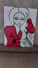 Schilderij op linnen, Lady with the piano, Ophalen of Verzenden, Zo goed als nieuw