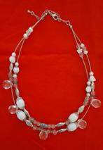 Ketting kralen wit, zilverkleurig en doorzichtig, Sieraden, Tassen en Uiterlijk, Kettingen, Ophalen of Verzenden, Gebruikt, Wit