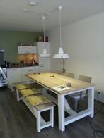 Steigerhout eettafel incl bijbehorende zitbank, Ophalen, Gebruikt, 200 cm of meer, 50 tot 100 cm