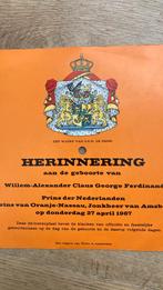 33-toerenplaat Geboorte Willem-Alexander, Gebruikt, Ophalen of Verzenden