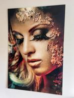 Glazen wandpaneel 150 x 100 – Modern kunstwerk portret, Ophalen, Zo goed als nieuw, Schilderij, 75 cm of meer