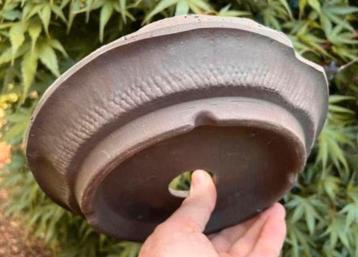 Bonsai schaal bruin ongeglazuurd Japans aardewerk 25,2x5 beschikbaar voor biedingen