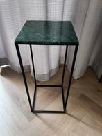 Groene marmeren planten/bijzet tafel, Huis en Inrichting, Tafels | Bijzettafels, Minder dan 55 cm, Metaal of Aluminium, Vierkant