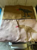 Twee Stapelgoed kussens met vogelprint, Ophalen of Verzenden, Nieuw, Bruin, Rechthoekig