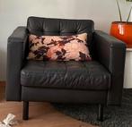 Ikea fauteuil Landskrona zwart leer, Huis en Inrichting, Ophalen of Verzenden, Zo goed als nieuw, 75 tot 100 cm, Hout