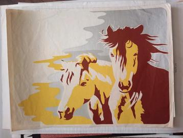 Pop Art lithografie jaren 60-80 Paarden.  beschikbaar voor biedingen