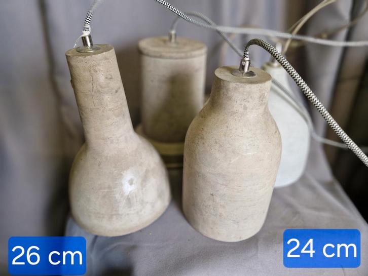 4-delige set betonlampen, Huis en Inrichting, Lampen | Hanglampen, Zo goed als nieuw, Minder dan 50 cm, Overige materialen, Ophalen of Verzenden