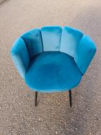 Fluwelen blauwe High Five stoel met zwart onderstel, Ophalen, Zo goed als nieuw, Blauw, Eén