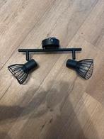 Moderne zwarte plafondlamp met 2 spots, Ophalen, Metaal of Aluminium, Zo goed als nieuw, Led
