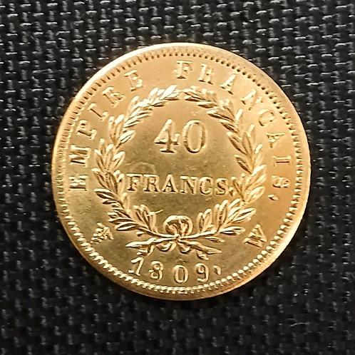 Frankrijk Napoleon 40 Francs 1809W gouden vergulding naslag, Postzegels en Munten, Munten | Europa | Euromunten, Losse munt, Overige waardes