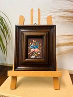 Mooi vintage schilderij kunstwerk bloemen houten lijst, Ophalen of Verzenden