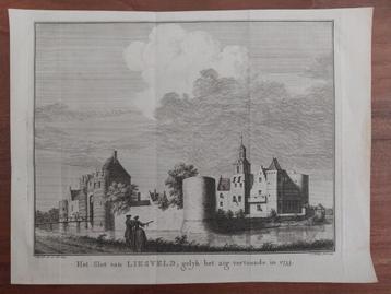 3 Het slot Liesveld bij Groot Ammers - Orginele gravure 1749 beschikbaar voor biedingen