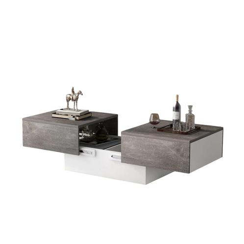 Hoogglans Salontafel met Uitschuifbare Opbergruimte, Huis en Inrichting, Tafels | Bijzettafels, Nieuw, Rechthoekig, Minder dan 45 cm
